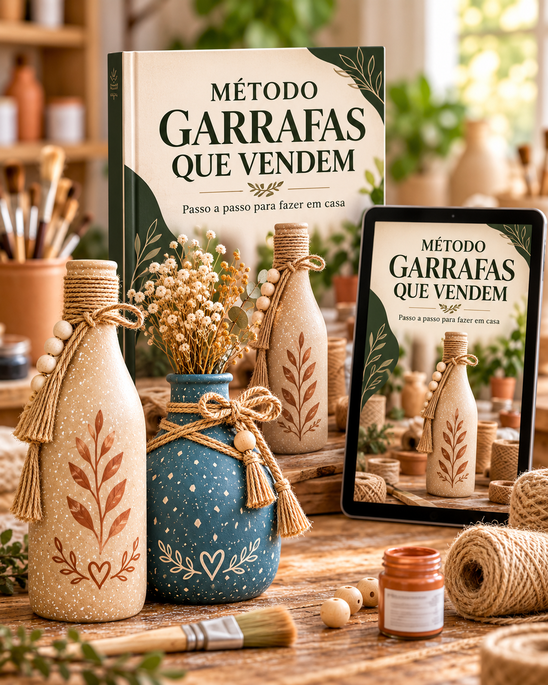 Método Garrafas que Vendem com garrafas decorativas e acesso pelo tablet